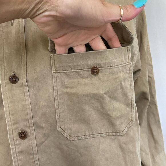 Rare Polo By Ralph Lauren Cotton Pheasant Patch Back Graphic Print Shirt Khaki L - Picture 8 of 17